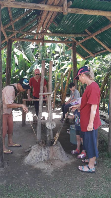 Grinding herbal medicine at the care centre shelter - lifeonwheel.com